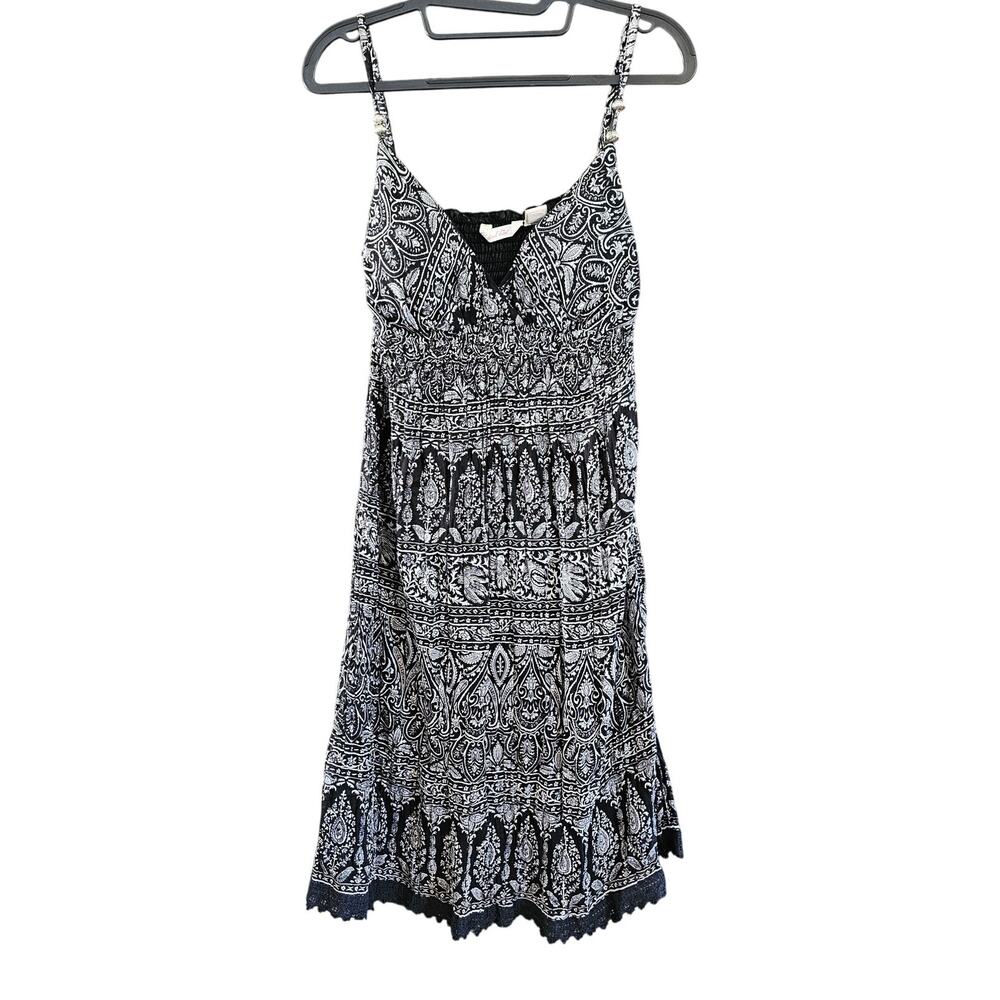 Derek Heart Babydoll Dress Black White Floral Coquette Y2K Sundress Cottage XL - Picture 15 of 16